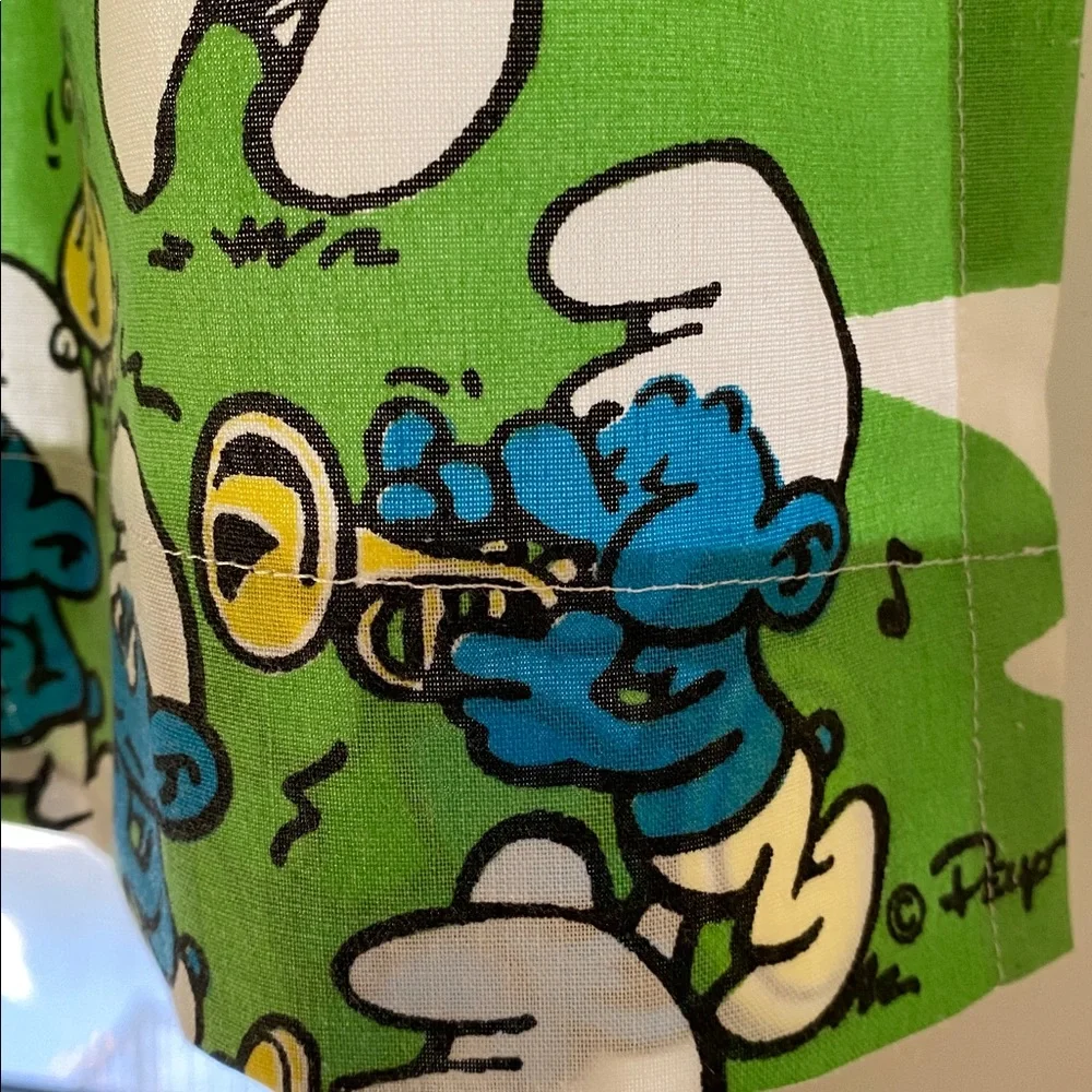 VTG Smurf Bedsheet Café Curtains